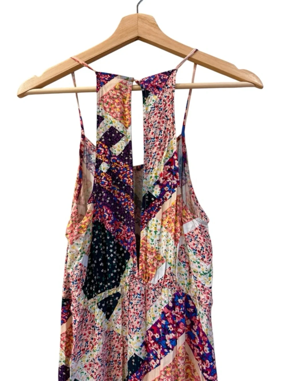 Colorful Sundress Side Slits Floral Slip Maxi Dress- Feminine, Hippie Boho S/M - Picture 9 of 11